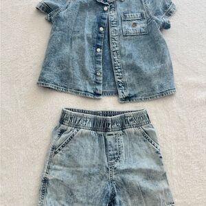 Baby Gap Boy’s Denim Set with Short Sleeve Button Down‎ and Shorts